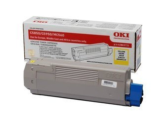 Toner Oryginalny OKI C5850 C5950 MC560 43865721 Żółty