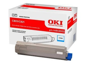 Toner Oryginalny OKI C801 C801DN C821 C821DN 44643003 Niebieski