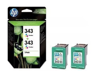 Dwupak Tuszy Oryginalny HP 343 DeskJet 6540 9800 6210 CB332EE Trójkolorowy