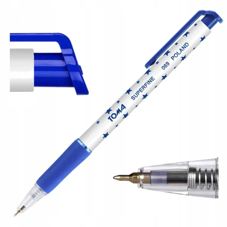 Długopis Toma TO-069 Superfine Niebieski Automatyczny Gwiazdki