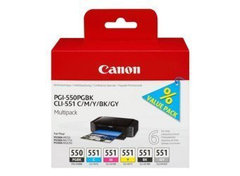 Komplet Tuszy Oryginalnych Canon CLI-551 PIXMA MG5655 MG6350 MG7150 MG7550 iP7200 iP8750 6496B005