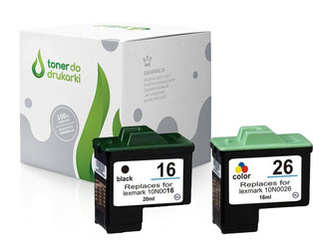Zgodny Komplet Tuszy do Lexmark 16 + 26 i3 Z13 Z33 X75 Z515 X1250 TO-10N0016EPK