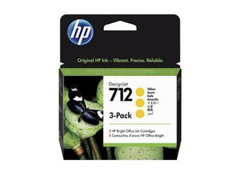 Trzypak Tuszy Oryginalnych HP 712 DesignJet T230 T630 T650 3ED79A Żółty
