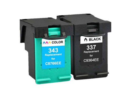 Zgodny Komplet Tuszy do HP 337 + 343 DeskJet 6540 5940 6983 OfficeJet 6310 C9364EE TO-C9364EE
